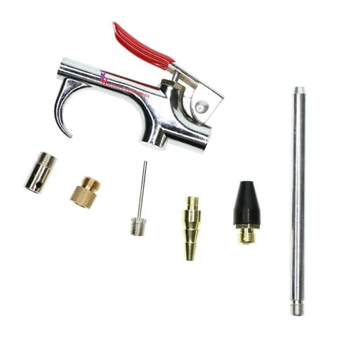 Malfah Air Compressor Tools With Nozzle Tip Air Blow Gun Kit 7 Pieces Inflation Blower Red Handle Maf