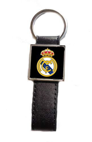 Porte-clés Acier/Simili Cuir Logo Football Real Madrid