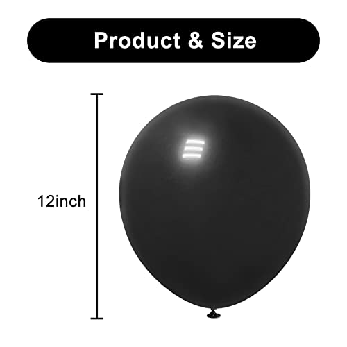 50Pcs Black Balloons, 12 Inches Black Matte Balloon, Premium Black Latex Balloons, Thicken Black Helium Party Balloon For Balloon Garland Arch And Black Theme Party #TOP1