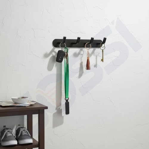 Image of SOSSI 4-Pin Wall Hooks for Hanging Cloth and Towel Hangers for Wall Hooks, Door Hangers, Hook Rail, Pack of 1 (Matt Black)