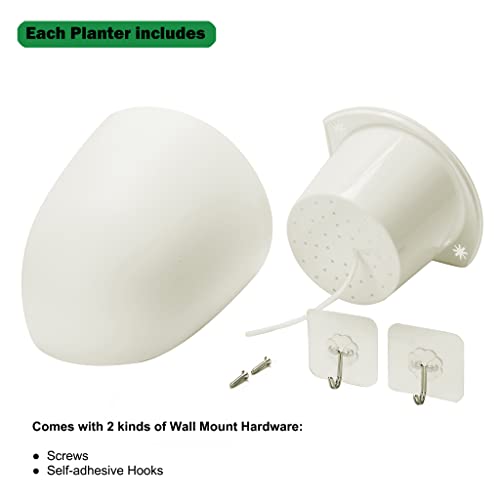 ORIMERC 4 Pcs self watering Corner Planter Wall Plant Pots Hanging Basket Plastic Flower Pots Decorative Modern Plant Vase Container Holder for Succulent Indoor Outdoor Home Office Décor White - Image 3