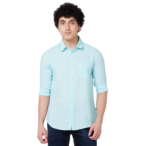 Image of Spykar Men's Regular Fit N /A Full Sleeve Solid Casual Shirts