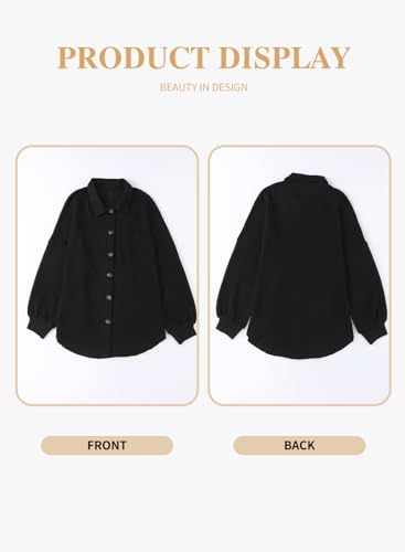 Eytino Womens Plus Size Boyfriend Shirts Casual Long Sleeve Button Down Oversized Waffle Knit Shacket Jacket(1X-5X)4