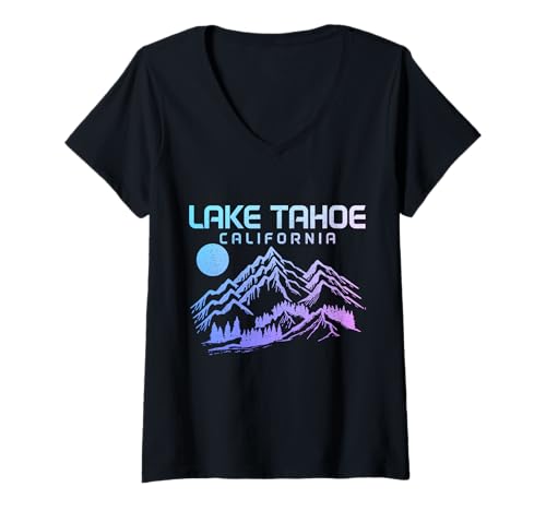 Damen Lake Tahoe, Kalifornien, Ski, Snowboard, Winter T-Shirt mit V-Ausschnitt