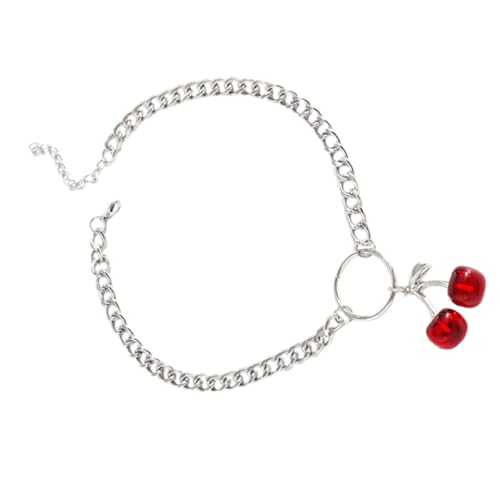 IMIKEYA Collar Colgante Cereza Rojo Metálico, Cadena para Mujer en Aleación, Joyería para Eventos Sociales y Uso Cotidiano