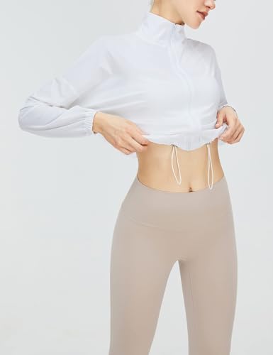 Gihuo Women's UPF 50+ Sun Protection Jackets Athletic Long Sleeve Cropped Jacket Yoga Quick Dry Workout Shirt Tops2