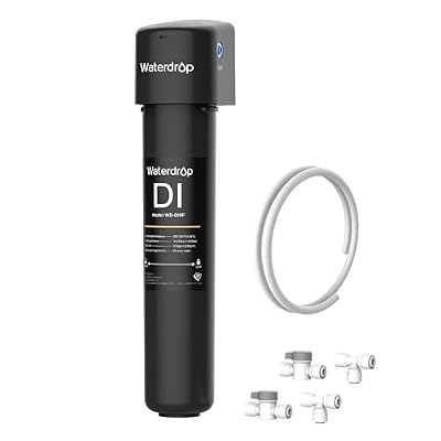 Waterdrop RODI Deionization Water Filter System, Resin Filter, DI Water Purifier Used with Undersink Reverse Osmosis System, Aquarium, Hydroponics, WD-DI
