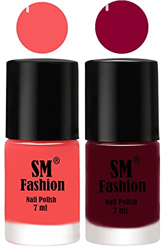 Image of Long Lasting Nail Polish | Nail Paint Combo 7 ml Each) - Set of 2 Light Pink-Boysenberry