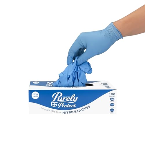 Blake & White Purely Protect XL Blue Nitrile Gloves - Powder & Latex Free Disposable Gloves for Medical & Industrial Use - Made from 100 Percent Hypoallergenic Rubber Material - Box of 100