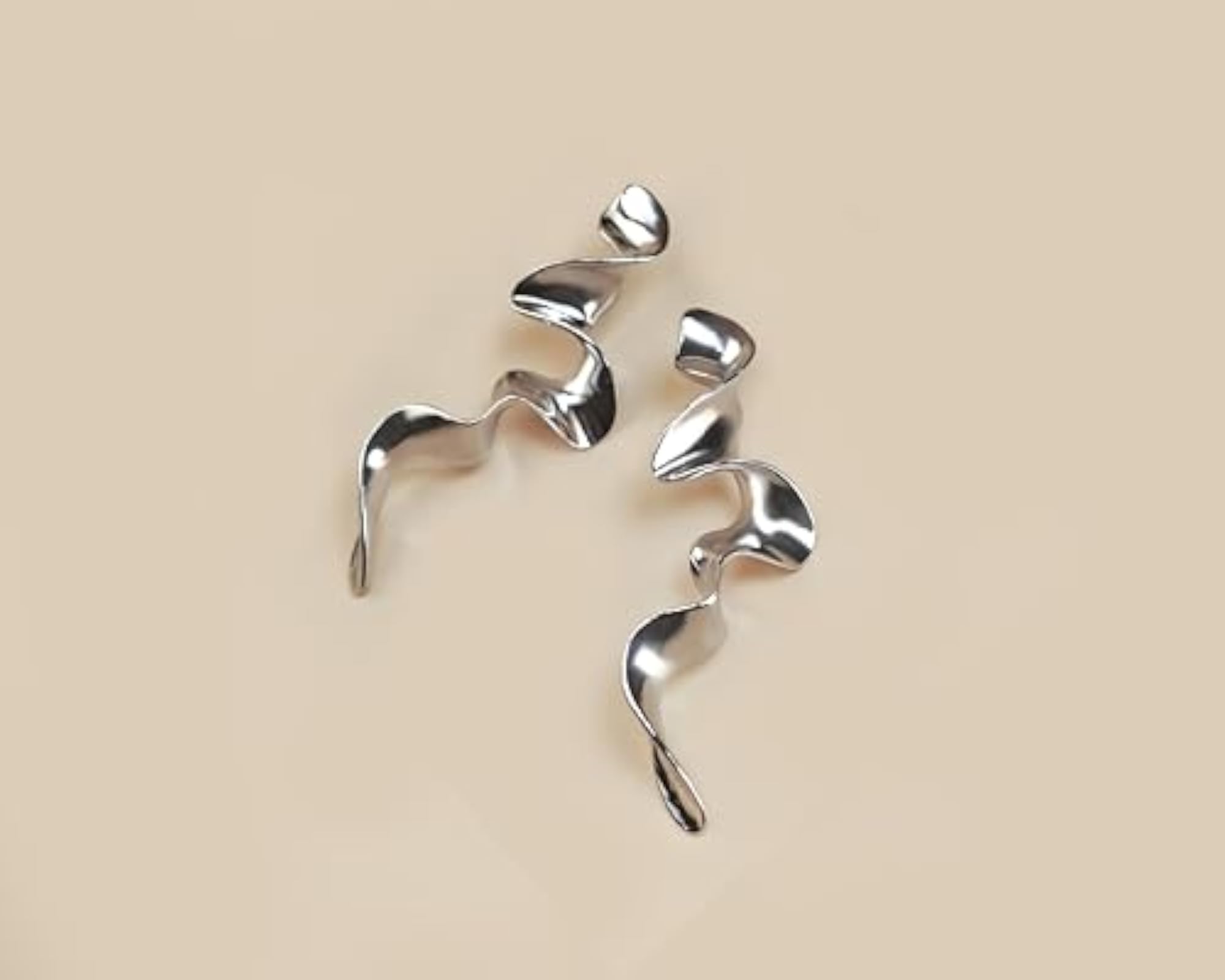 Big Silver Plated Spiral Geometric Statement Earrings for Women