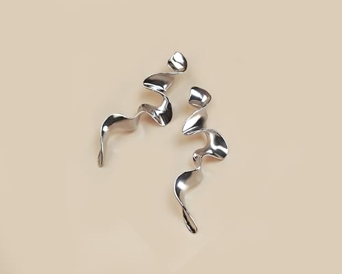 Big Silver Spiral Dressy Fashion Geometric Statement Earrings for Women by SNGIA, Large Chunky Trendy Vintage Drop Dangle Boho Earrings Jewelry Gifts.3