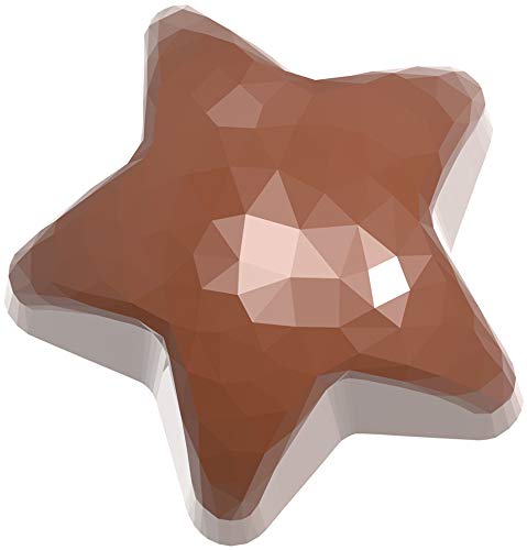 Chocolate World CW1922 Polycarbonate Candy Mold with 21 Faceted-Star Cavities, Each 35.5mm Across x 17mm High