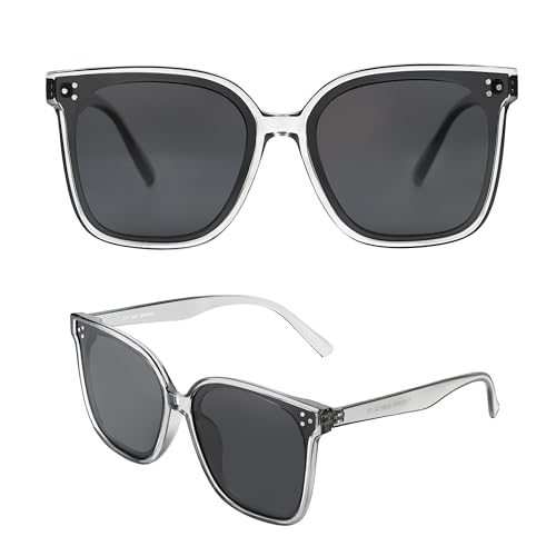 Image of Trendy TAC Polarized Square Sunglasses for Women Men, Oversized Lightweight TR90 Frame UV400 Protection