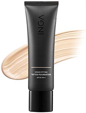 INGA Cover Fitting Tattoo Foundation 30ml, Semi Matte Finish Type & Long Lasting, Natural Skin Tone (2 Neutral Beige (#22~23))