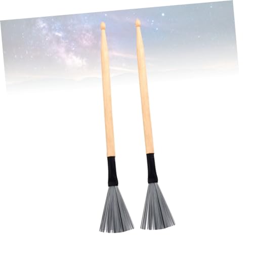 ibasenice 2 piezas de baquetas de madera para jazz con cepillo de alambre de acero, herramienta de limpieza para batería, ideal para principiantes miniatura 6