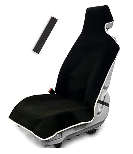 Waterproof Stain Resistant Towel Car Seat Cover，Universal Non-Slip for Car, Truck, SUV, Van Seat for Gym Workout,Swimming,Beach and Workout Outdoor ， Machine Washable (Black, 1 Pack)