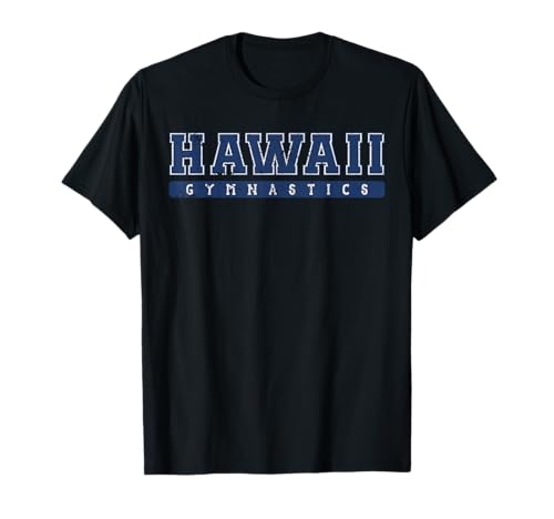 Hawaii Gymnastics Blue Vintage Text T-Shirt