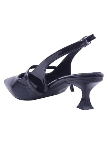 Image of HVNLY By Shoetopia Elegant Patent Slingback with Decorative Strap For Women & Girls Luxury Designer Footwear
