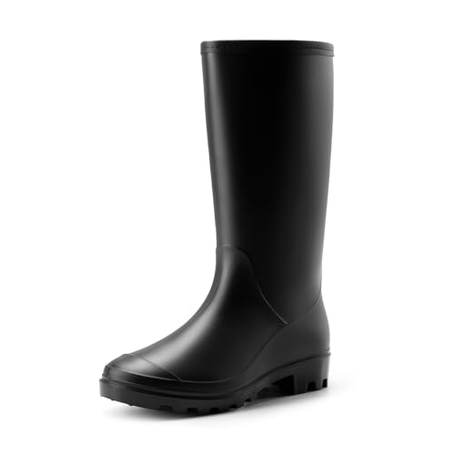 DREAM PAIRS Botas de Agua Hombre Media Caña Zapatos de Lluvia Impermeable Bota de PVC Antideslizante con Forro Calido,Size 42,Negro,DMEMRB2501