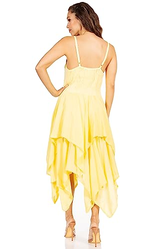 Image of Sakkas Lady Mary Jacquard Corset Style Bodice Lightweight Handkerchief Hem Dress
