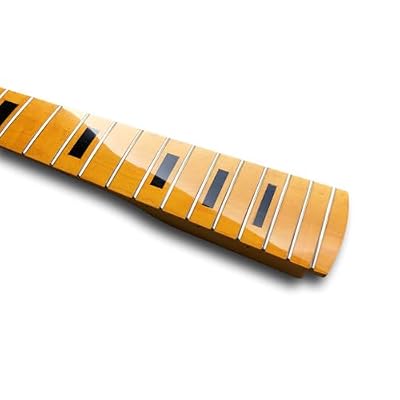 Vetimobato Maple Replacement Electric Bass Guitar Neck, 4-String 21 Fret 34'' Scale Length 38mm Nut and 64mm Heel Maple Fretboard Bolt On Finished Bass Neck DIY Installation & Repair