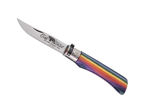 Couteau Old Bear 313.L Rainbow taille L avec manche en bois coloré