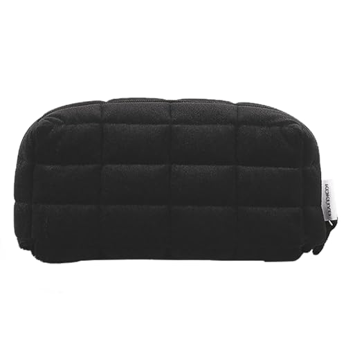 Image of KOKUYO Padded Pencil Holder, Soft Stationery Pouch, Mococo Black | Flat Opening for Full Visibility. Padded Fluffy Material. Holds Approx. 12 Pens. Soft Cushiony Pen Bag for Work or Travel