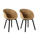  Pack de 2 sillas de Comedor tapizadas de Tela y Madera de Haya de 50x52x81 cm - LOLAhome (Marrón-Negro)