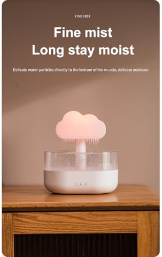 Image of QIWA Rain Cloud Humidifier with Essential Oil Diffuser, 7-Color LED Night Light, Natural Rain Sound, 200ml Water Tank, Auto Shut-Off, Quiet Mist Maker for Bedroom, Nursery, Office & Home Decor