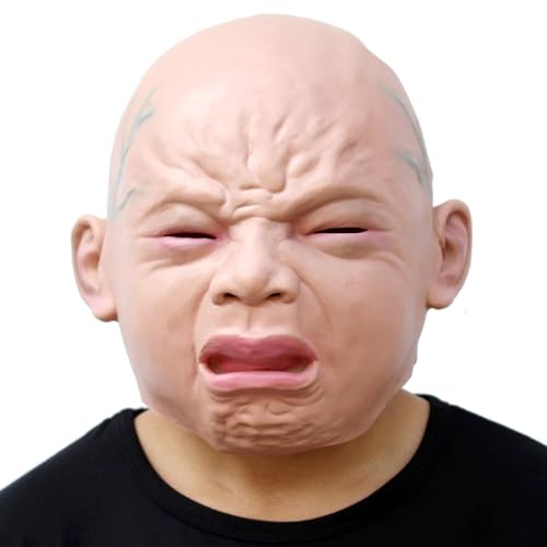 CreepyParty Novelty Halloween Costume Party Latex Head Mask Baby Face (Cry Baby)