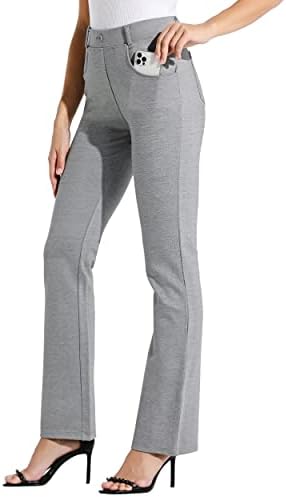 Willit 31" Women's Yoga Dress Pants Bootcut Work Slacks Pants Stretch Office Casual Belt Loops Pants 4 Pockets Light Charcoal L