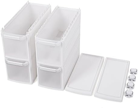 SONGMICS KFR05W 4-szufladowy regał do zabudowy 2 sztuki oddzielnie zastosowanie półka kuchenna łazienka półka półka stojak użytkowy wózek z kółkami 84,5 cm wysokości biały