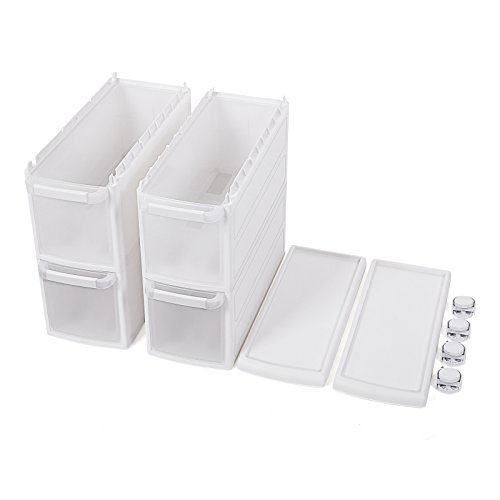 SONGMICS Carrito Estrecho con Ruedas, Estantería de Almacenamiento con Cajones, 4 Niveles Utilizables por Separado, Plástico PP, Blanco, 18 x 46 x 84,5 cm (Anchura x Profundiad x Altura) KFR05W - imagen 8