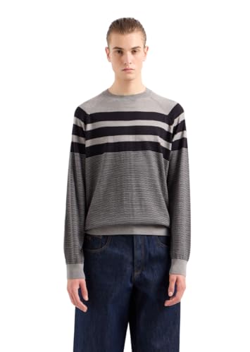 Armani Exchange Men's Wool Mix Horizontal Color Blocked Turtle Neck Sweater