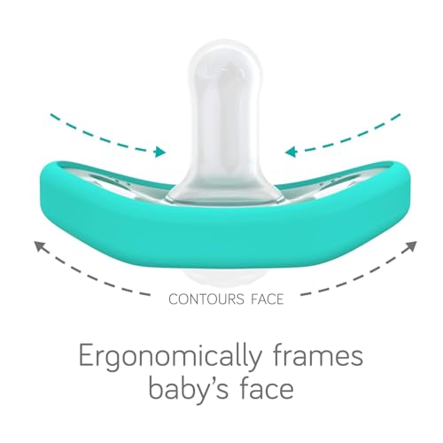 Image of Nanobebe Baby Pacifiers 0-3 Month - Orthodontic, Curves Comfortably with Face Contour, Award Winning for Breastfeeding Babies, 100% Silicone, Baby Registry Gift 4pk, Sage /White