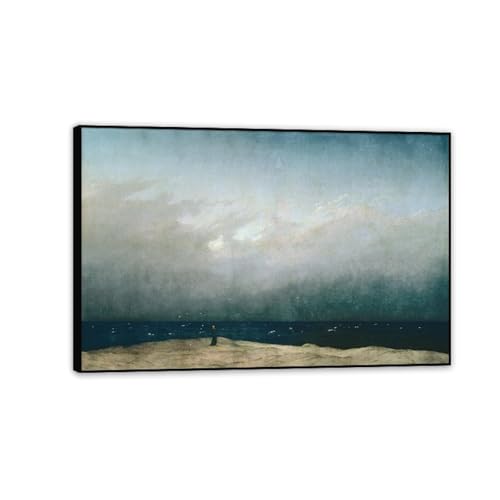 Tableaux de peintres célèbres RXNHGJDS Moine au bord de la mer encadré noir