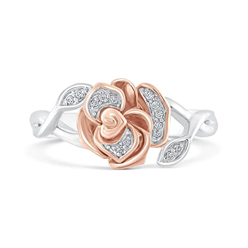 Disney Enchanted Belle's Rose Diamond Fashion Ring 1/20Ctw - Size 7.5 #TOP1