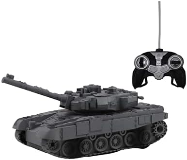 VGRASSP Remote Control 360 Rotating Turret Army Battle Tank with Light & Sound for Kids in Military Tank - Dark Color