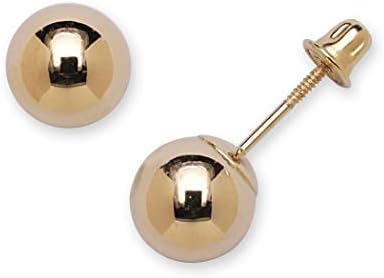 Solid 14k Yellow Gold 3-8mm Ball Screw Back Earrings for women (7mm-yellow)