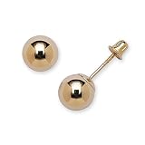 Solid 14k Yellow Gold 3-8mm Ball Screw Back Earrings for women (7mm-yellow)