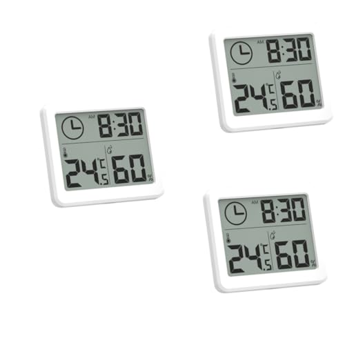 BESPORTBLE 6 Pcs Digital Thermometer Humidity Gauge Indoor Hygrometer Time Display Thermometer Indoor Thermometer Home Thermometer Home Hygrometer White Simple