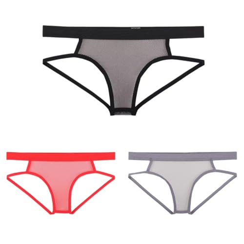 SOOMOOD Men's Sexy Low Rise Modal Thong Briefs - Comfortable Breathable Lingerie Underwear 3 Pack