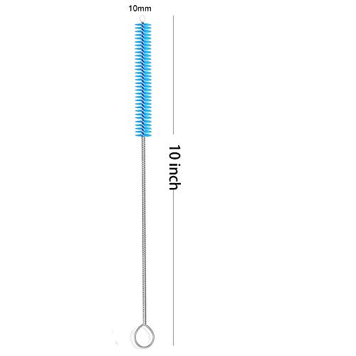 desin Long Straw Brush, Nylon Pipe Tube Cleaner 10-ihch X 2/5-inch Set of 10 (Blue)
