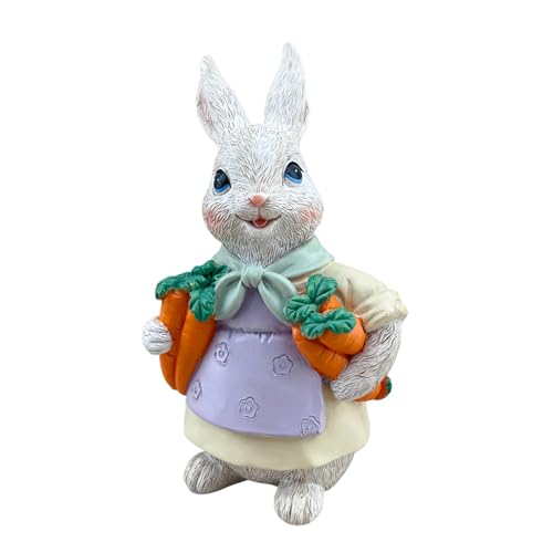 Estatua Decorativa Conejo de Resina con Zanahorias miniatura 1