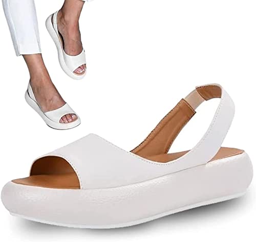 ZXTING Summer Casual Sandals with Footbed,Orthopedic Summer Sandal,2022 Women's Walking Shoes Orthopedic Walking Sandals,Elastic Strap Slip-On Open Toe Leisure Shoe