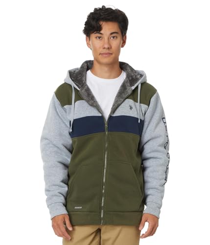 U.S. POLO ASSN. Men's USPA Tri Color-Block 2 Stripe Sherpa Hoodie