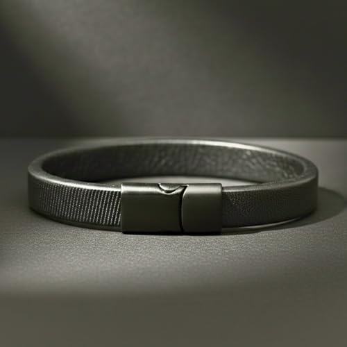 Image of THE MEN THING Leather Bracelet for Men - American Style Genuine Leather Multi-Layer Braided Bracelet with 100% Stainless Steel Magnetic Buckle for Men & Boys (8 inch)
