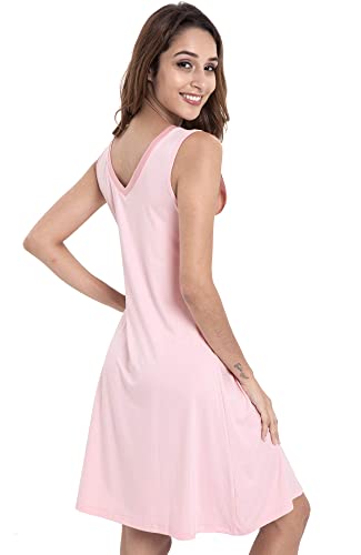 Image of GYS Cooling Bamboo Viscose Nightgowns for Women, Lightweight Sleeveless V Neck Sleep Shirt for Hot Sleepers, Soft Night dress