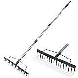 ORIENTOOLS Gartenrechen, schwere Ausführung, 44 cm Breite, 160 cm Stiellänge, 1,7 kg für Boden lockern, Laub rechen, Verlegen von Rollrasen, Rasenpflege, Grün