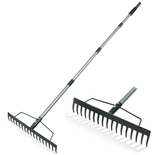 ORIENTOOLS Gartenrechen schwere Ausführung 44 cm Breite 160 cm Stiellänge 1 7 kg für Boden lockern Laub rechen Verlegen von Rollrasen Rasenpflege Grün